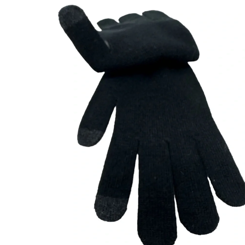 We Texting Touchscreen Gloves 2 Pair Warm Winter Stretchy Knit Black OS Unisex